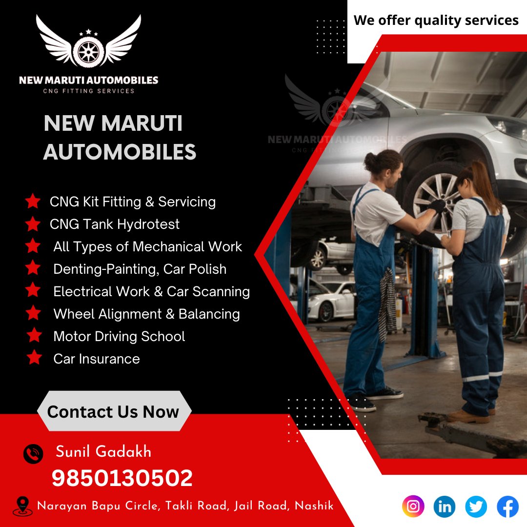 Give your car a timely service with our skilled technicians...!🚘🧑‍🔧👍
.
.
.
#newmarutiautomobiles #CNG #bestcngcenter
#expertmechanics #carserviceexperts #carcare
#nashikcity