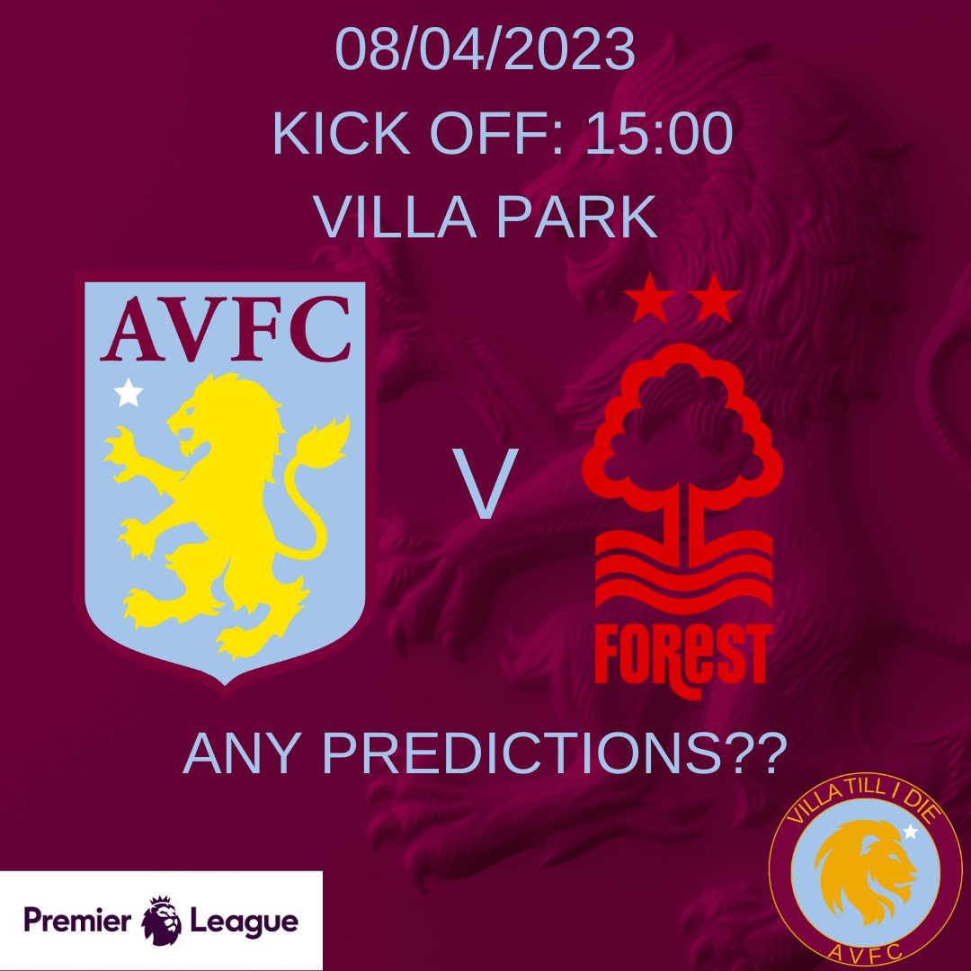 Match day

🌳 Nottingham Forest
🕒 3pm kick off
🏟️ Villa Park 

Can we push for Europe more this afternoon?

Any Predictions??

#avfcnews #avfc #avfcofficial #avfc❤ #astonvillafootballclub