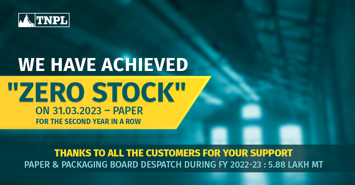tnplofficial's tweet photo. We have achieved "Zero Stock" ON 31.03.2023 – PAPER For the Second year in a row. Thanks to all the Customers for your support.
#TNPL #Achive #Zerostock #Paper #packagingboard #Thanks #customers https://t.co/L3MJMItSMI