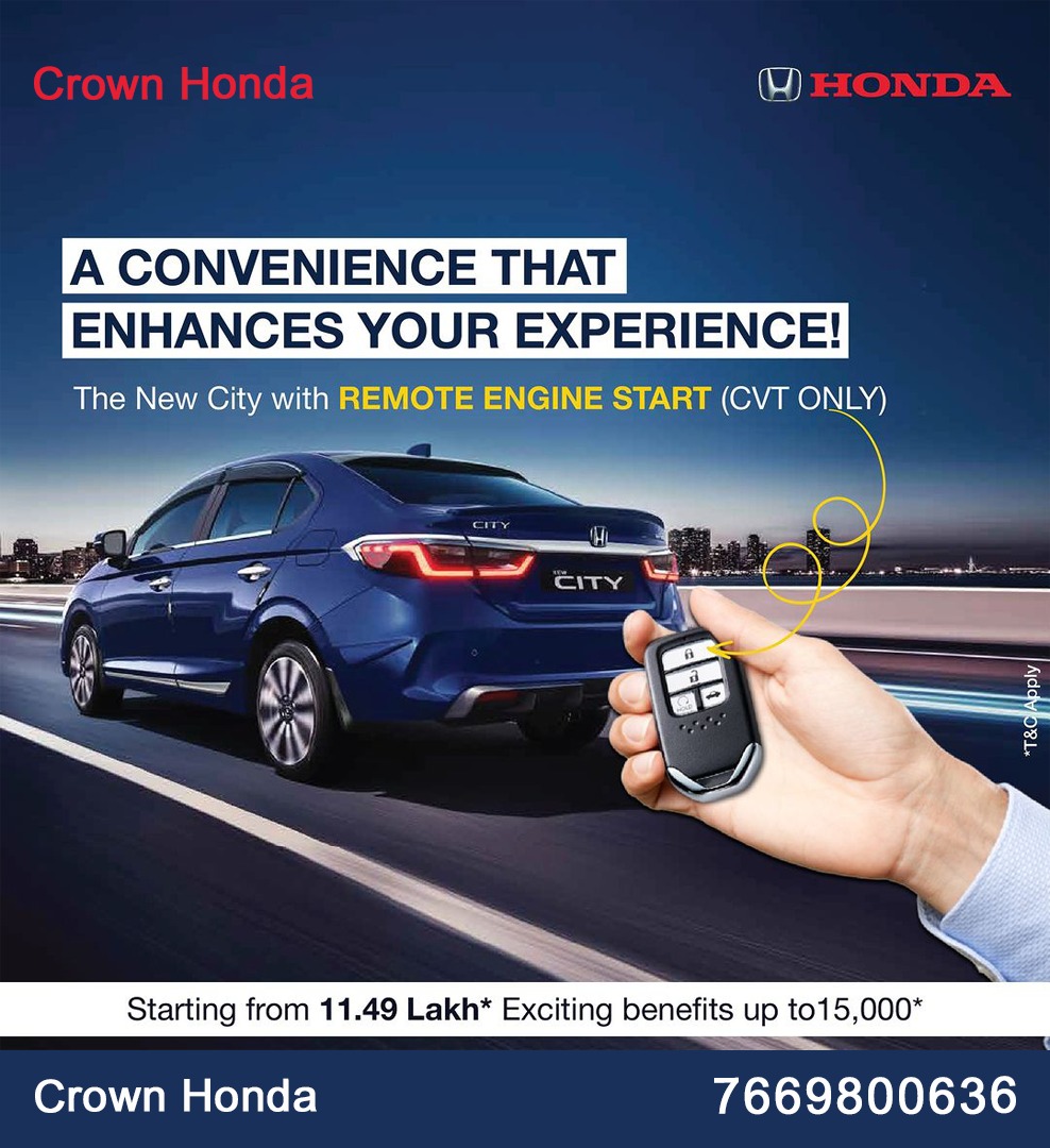 Supreme conveniences designed to further enhance your driving experience New Honda City's Advanced Smart Key System lets you start your car from a distance, making your life easier and more comfortable.
#crownhonda #HondaCity #HondaSensing #SportyDesign #eHEV #StateOfTheArt