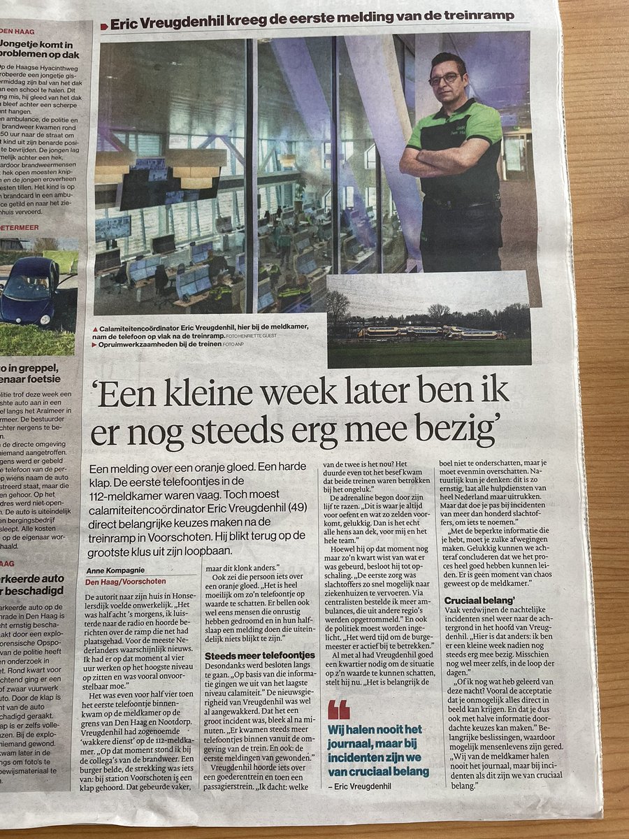 Een treinramp die heel veel hulpverleners omwonende en slachtoffers nog heel lang bij zal blijven. Maar mooi dat in Nederland de hulpverleners getraind worden op calamiteiten. Maar in het echt is toch heel wat !!! Toppers.