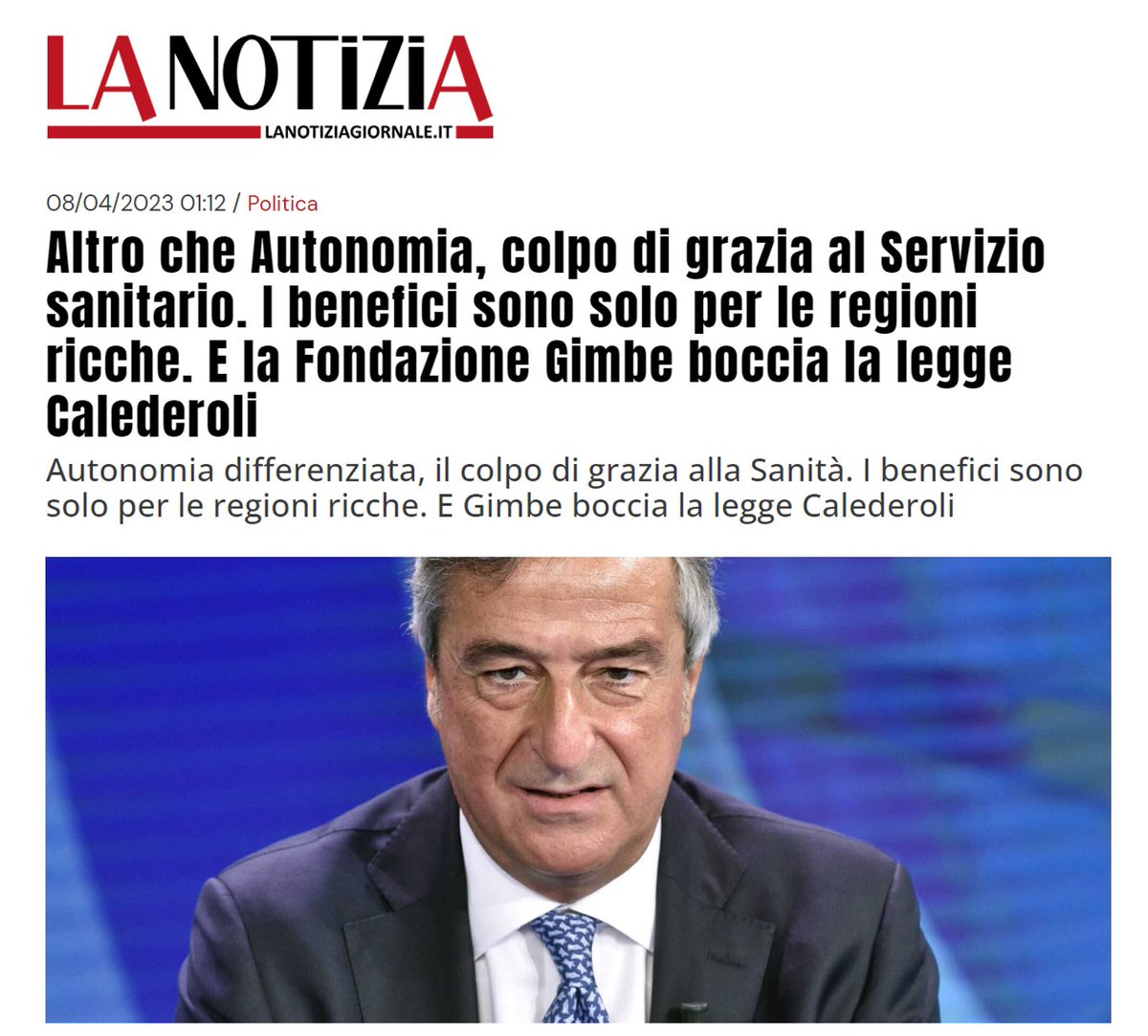 Cartabellotta's tweet photo. Stiamo andando verso una #sanità "a doppio binario” con l’aggravante che le Regioni del Sud rischiano di diventare clienti di quelle del Nord
#SalviamoSSN 

https://t.co/xBlCf1Gc5J https://t.co/txzCDLL0At