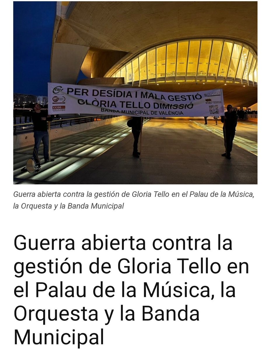 JosGOSALBEZ1's tweet image. ⭕️ | Los trabajadores del Palau explotan contra Tello y Ribó.

💣 Cerrado desde 2019
💣 Sin personal 
💣 Sin formación
💣 Ni gestión
💣 Ni programación

¿Responsabilidades? Ninguna, es el "Código de Buen Gobierno" de Ribó.

bit.ly/3KmgT42

#CuidaLoTuyo