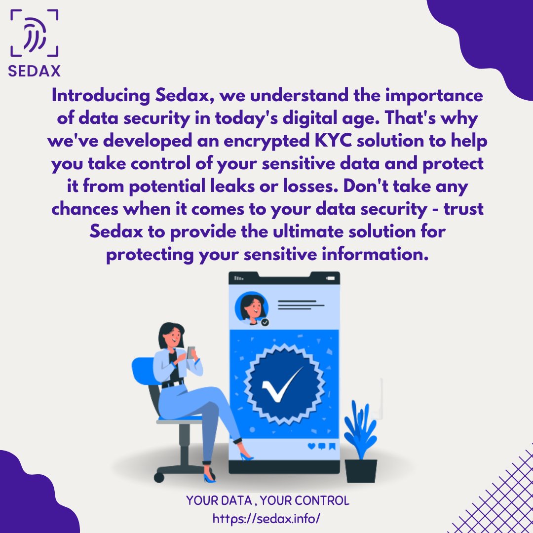 Sedax_DS's tweet photo. Choose Sedax's encrypted KYC for the ultimate protection against potential leaks or losses. Stay ahead of the game with Sedax Data Solutions and secure your data today.
.
..
#encryptedkyc #sedaxdatasolutions #data #decentralization #DigitalIdentities #blockchain #KYC https://t.co/7xJKa49M4G