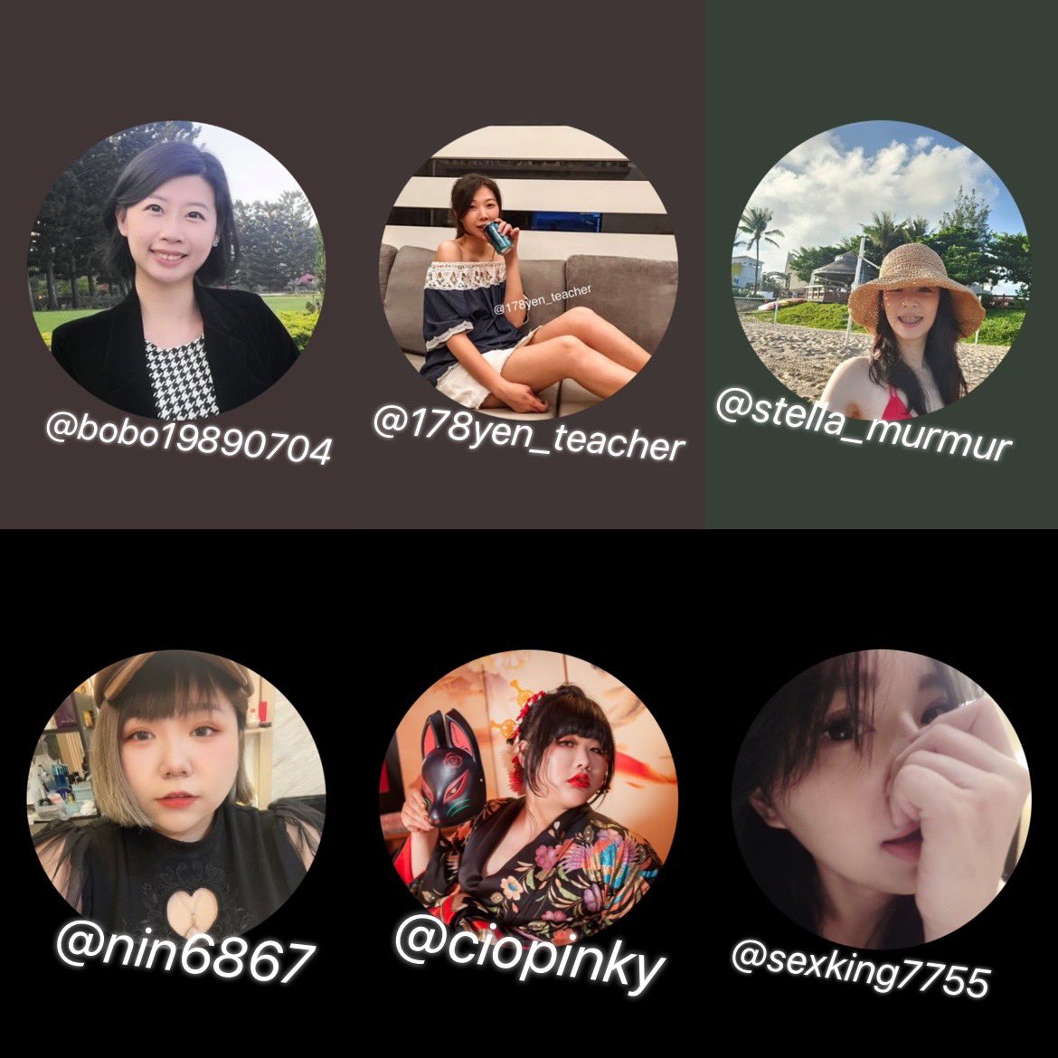ciopinky's tweet photo. @Stella_murmur 
➡️說話一針見血，所以 #賤嘴33
@178yen_teacher  
➡️擁有178cm的大長腿美女
@nin6867
➡️24歲的小妹妹，占卜師新秀
@bobo19890704 
➡️往生者溝通靈媒，抖音單部影片爆紅十萬多流量。
@sexking7755 
➡️15歲開始相伴的姐妹。
我們都是 #推特新手
歡迎認識關注追蹤起來🤣 https://t.co/eeg0jgDJhh