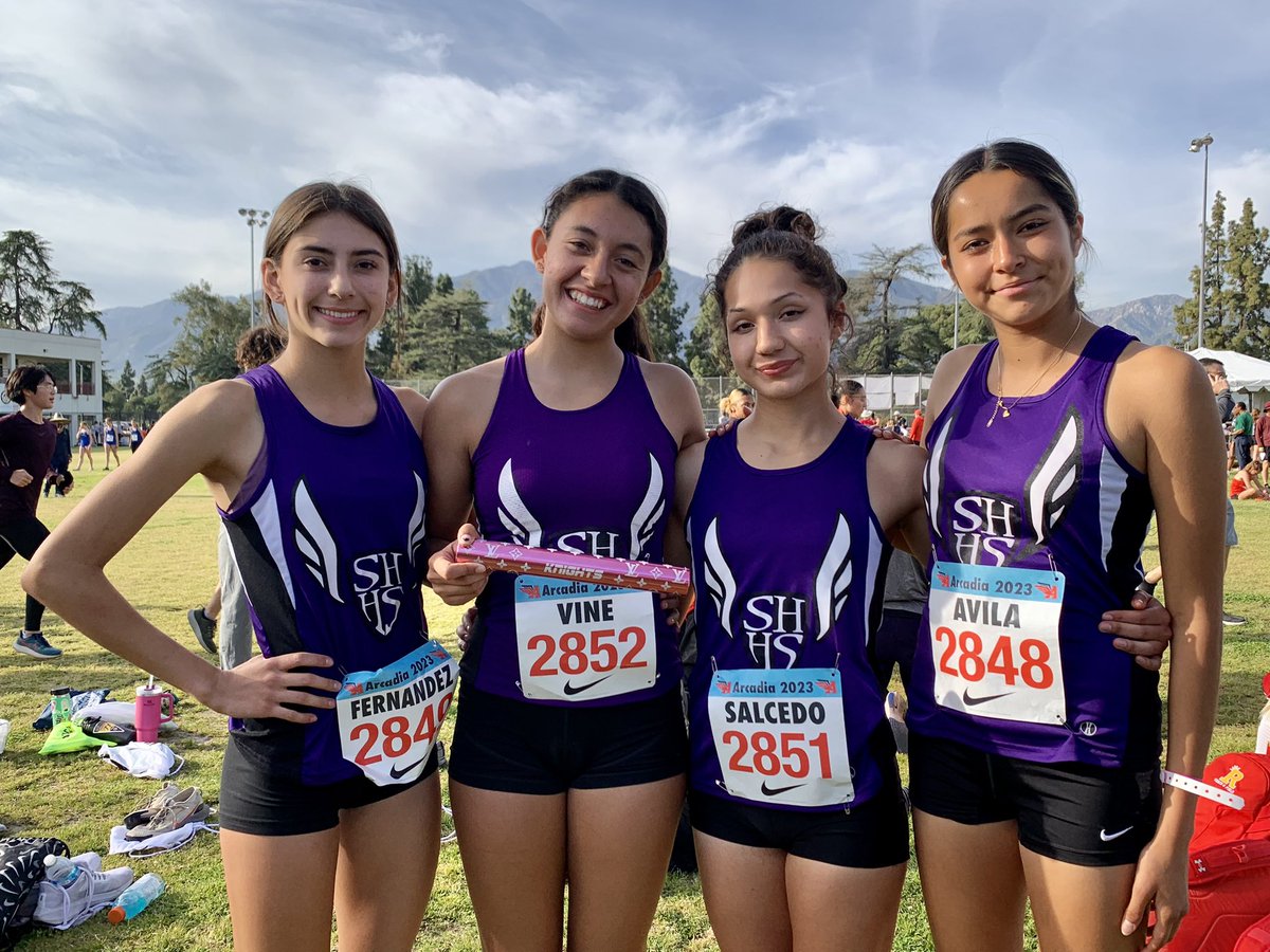 SCHOOL RECORD ALERT ‼️ 

At the <a href="/Arcadia_Invite/">Arcadia Invitational</a>, Julia Fernandez, Angela Vine, Miranda Salcedo, and Ruby Avila set a new school standard in the 4x800m relay, finishing 3 seconds faster than a few weeks ago at 9:53.24. 
Spoiler alert 🚨 This mark will go down again next weekend.