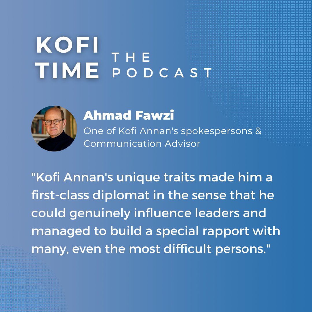 KofiAnnanFdn's tweet photo. "What is striking is that the skills of empathy and listening that Kofi Annan deployed with the leaders of the world were not simply diplomatic tools. They were an integral part of his personality." - @ahfawzi

#KofiTime #KofiAnnan85 #KofiAnnan https://t.co/Dr9BVKZqwF