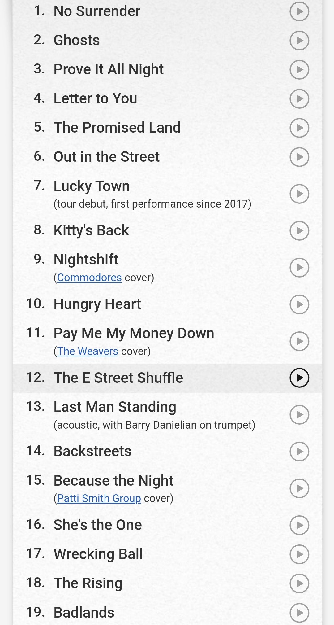 Bruce Springsteen's Tour News on Twitter "The setlist from the show in