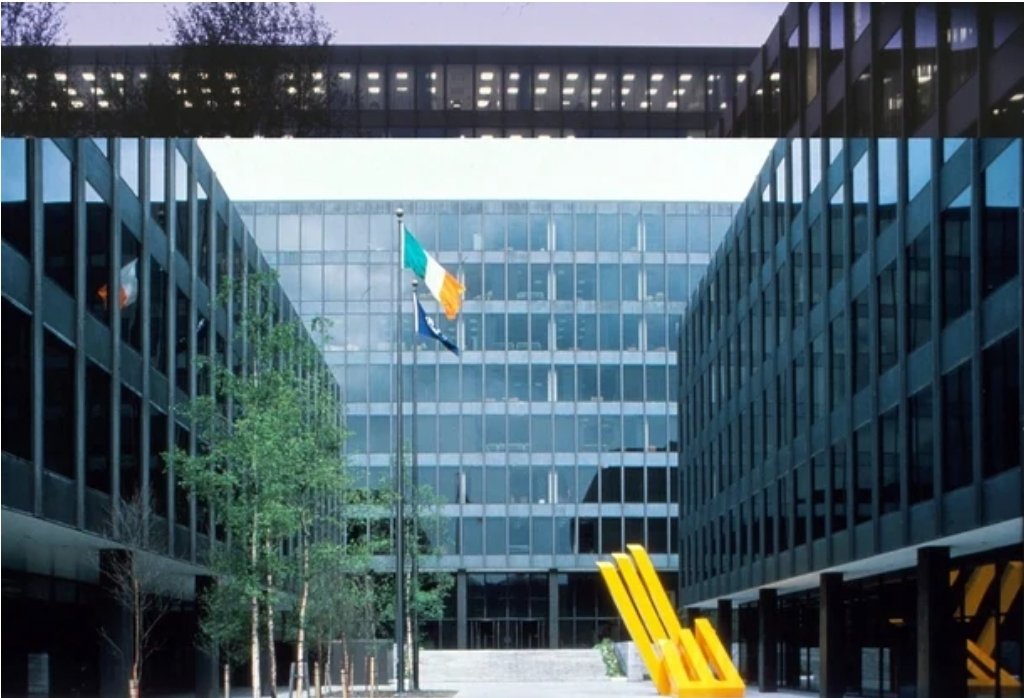 This week's piece for <a href="/RTE_Culture/">Culture on RTÉ</a> is Ronnie Tallon's former Bank of Ireland HQ and refurbed by @stwarchitects to live on as Miesian Plaza home to <a href="/roinnslainte/">Department of Health</a> and @dcediy. You can see where Michael Bulfin's yellow sculpture originally sat in photo No.3
rte.ie/culture/2023/0…