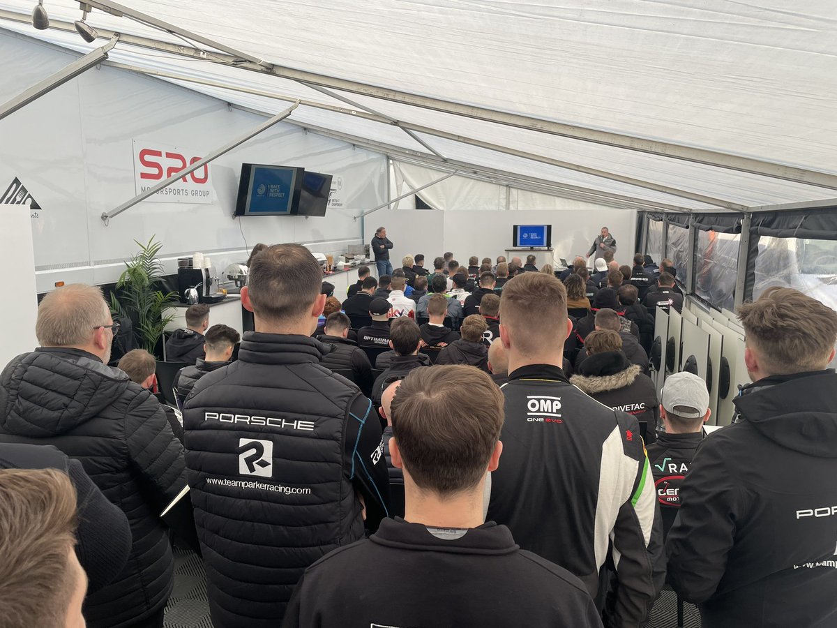 BritishGT's tweet photo. First day back at school with head teacher (Race Director) Peter Daly.

He’s got 72 drivers to keep an eye on this weekend. https://t.co/JUcQpVCoFD
