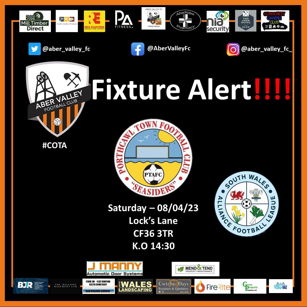 ⚽️⚽️ Matchday ⚽️⚽️

Our first team travel to <a href="/PorthcawlTownFC/">Porthcawl Town AFC</a> today, hoping to bounce back from Wednesday's result. 
Our hosts are in good form so a very difficult game in front of us.

#COTA 🧡🖤