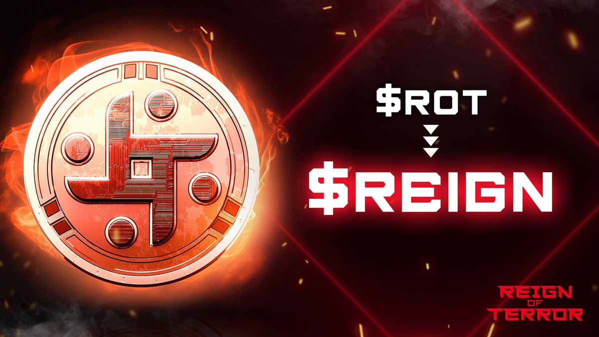 We are changing the token symbol from $ROT to $REIGN! 

⚔️Let's REIGN the world!
👉Listing: $REIGN will be listed on @gate_io 
⏰TGE: 12:00, Apr 12 (UTC)

💥Follow <a href="/RoTTheGame/">Reign of Terror</a> and Join the $80,000 airdrop here: gate.io/startup/755
💰Win More $REIGN: app.questn.com/quest/75891606…