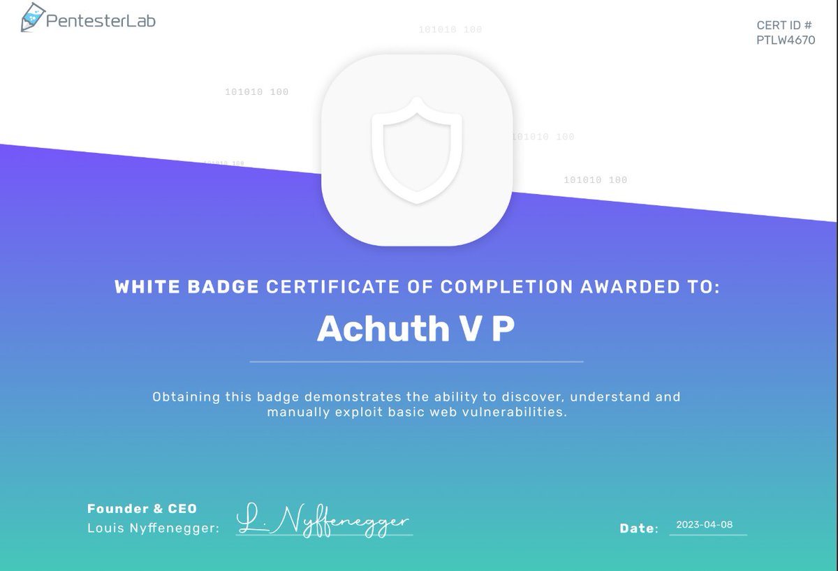 retrymp3's tweet photo. I just completed @Pentesterlab's White Badge!!! https://t.co/wt5gjicoK0