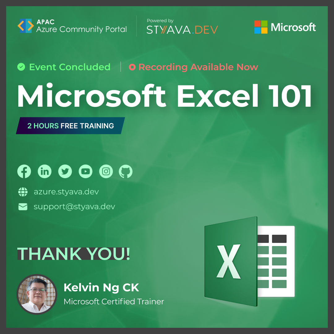 StyavaD's tweet image. Explore the basics of Excel with Kelvin. This class will give you tips that can make your daily use of Excel easy and quick. 
Recording: smpl.is/6pu6s
Join our event or community: smpl.is/6pu6t
#excelclass #basics #dailyuse #easyandquick #styavadev