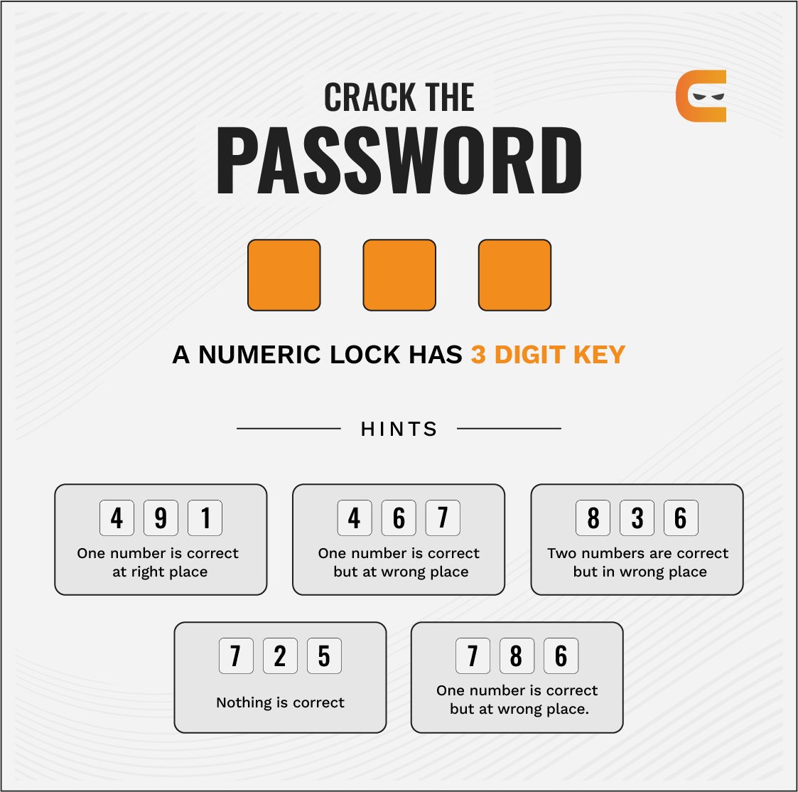 CodingNinjasOff's tweet image. 🔑 These 🔑 hints 🔑 should 🔑 be 🔑 enough 🔑 for 🔑 you 🔑 to 🔑 crack 🔑 this 🔑 password 🔑

#codingninjas #gameofcodes #password #puzzle #codingpuzzle