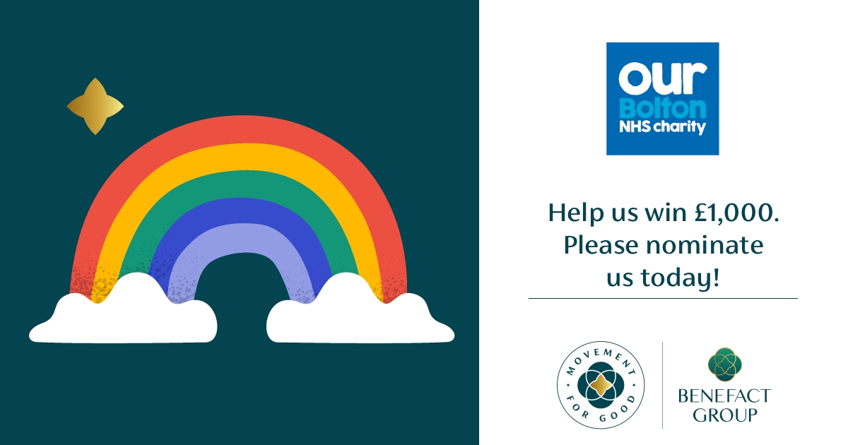 The @benefactgroup giving programme is back with awards of £1,000 and £5,000 to give to charities helping those in need.
Visit buff.ly/3nSU2pl and go to the bottom of the page to nominate #OurBoltonNHSCharity in the pre-filled form so we can be included an all 3 draws