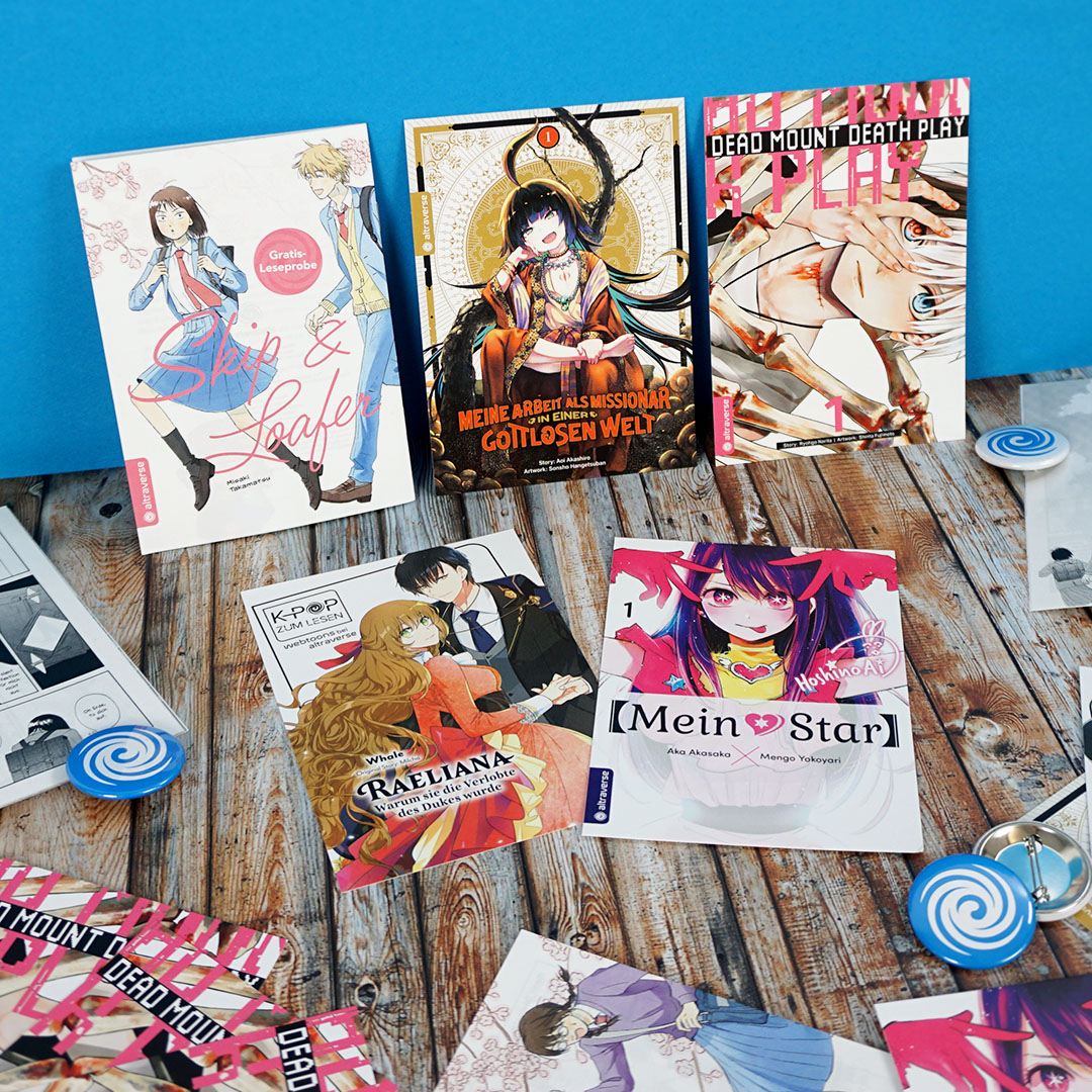 altraverse_de's tweet photo. Diesen Monat starten gleich mehrere fantastische Anime-Adaptionen!  😍 Deshalb bekommt ihr im April im Webshop und im Handel Postkarten zu unseren Anime-Highlights sowie eine süße Leseprobe zu »Skip &amp; Loafer« 🥰
https://t.co/CU8Ok43hPs https://t.co/Im1MRwpqh4