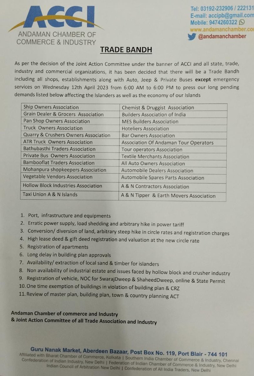 DDas_Gupta's tweet photo. Must include
1. Inter Island Cargo vessels mainly Nicobar group of Islands. 
2.Regular operation of VSI Airport or Alternative way to Evacuate Serious Patients. 
@VishalJolly11 @BJP4India @AndamanChamber @Tarun_andnic https://t.co/RmqYekTn3r