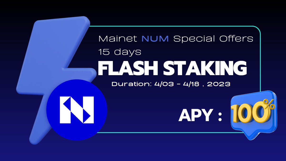 BitBlossomPH's tweet photo. Have you seen this offers $NUM holders? 
 @numbersprotocol  Mainet NUM offers a 15 days of #FlashStaking with estimated 100% APY.

Period: 04/03 - 04/18 , 2023
Check here: https://t.co/Gt2vPvX3oC
Don't miss it! 

#staking #altcoins #NUM #numarmy https://t.co/VDxaGFFGqq
