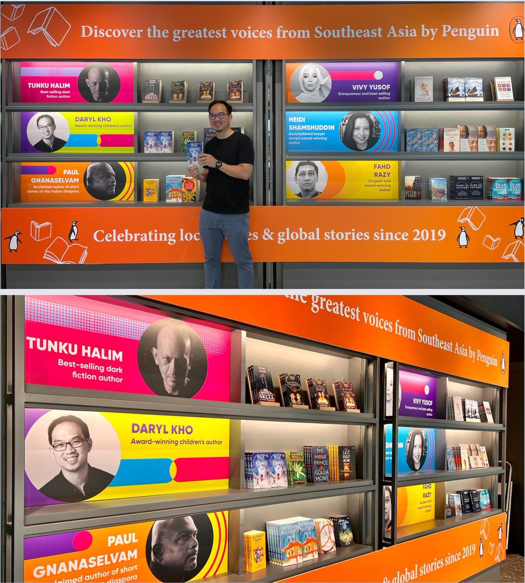 darylkho's tweet photo. Never expected my face to be on a wall other than as a dartboard!
Thank you 💯 @PenguinBooksSEA x @eslite
bookstore KL for this amazing entrance bookshelf spotlight 🙏🏻
#authorhighlight #southeastasia #ownvoicesbooks #diversekidsbooks #authorlife #beautifulcovers #asianstories https://t.co/k0QUdyc2E3