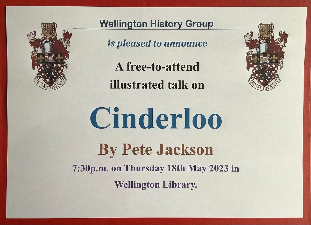 Date for you diaries - illustrated  talk from <a href="/pete62jackson/">Pete Jackson</a> at #Wellington History Group on the #Cinderloo project. 18th May 2023 7.30pm