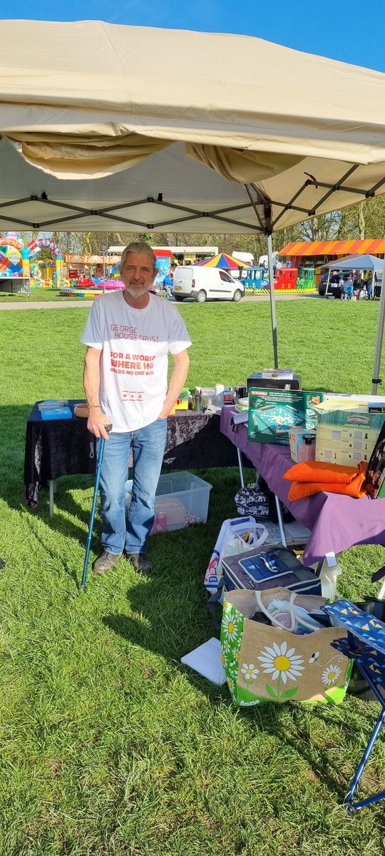 It's an early start to set up the tombola stall at Hazel Grove Spring Fair in Torkington Park. Proceeds from today to go to <a href="/GeorgeHouseTrst/">George House Trust</a>, and I'll be all set to chat to people in my local area on how HIV has changed and U=U. Pop by to say hello and by a lucky ticket
