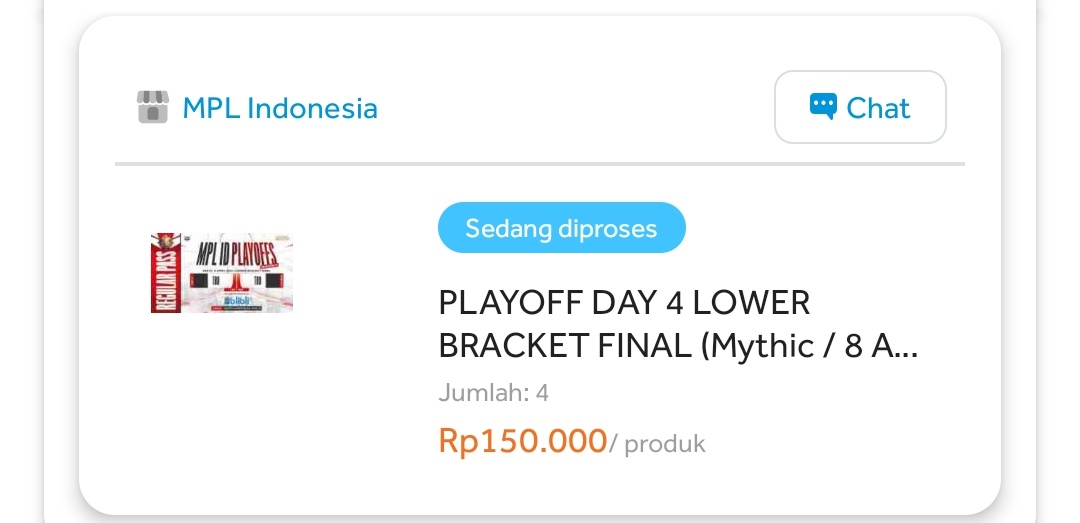 WTS/Jual
Tiket Playoff MPL Season 11

Final Lower Bracket 
EVOS VS ALTER EGO
1 Slot Mythic

Minat bisa DM
COD Venue? Bisa banget gan🙏
Harga normal blibli ya gan😆

#rrq #RRQ #mplid #MPL #mplids11 #evos #onic #alterego #ae