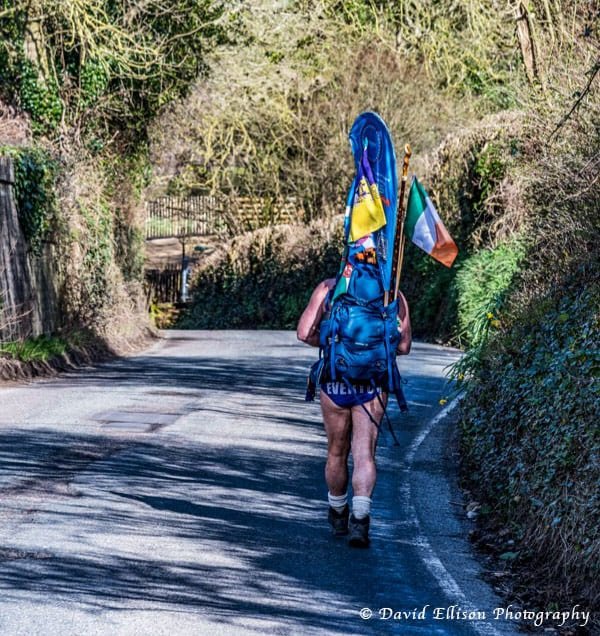 speedomick's tweet photo. Good morning 
Once more unto the breach my friend Once more
I'm shattered but the suns shining.
Iv been stomping for 104 days i have 165 miles to go to #landsend. Its been a tough challenge  
#speedomicks1000milecharitystomp 
#mentalhealth
https://t.co/KWuvitfEHE https://t.co/69IqLTJGBK