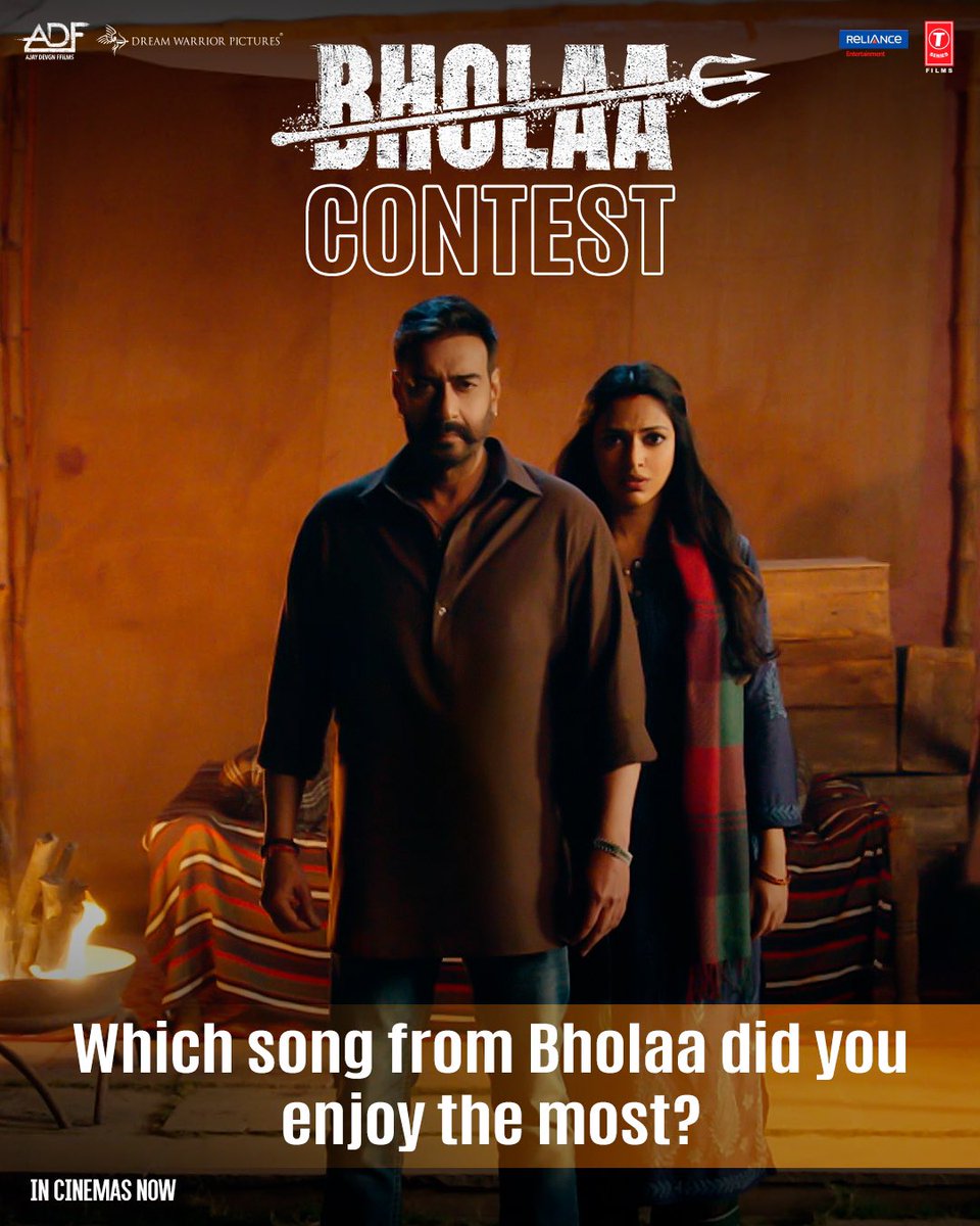 ADFFilms's tweet photo. Comment down your answer and get the most number of likes to win the #BholaaContest
Catch Bholaa in theatres near you.
Book tickets now.
https://t.co/0DmAm6YmTn
#BholaaInCinemasNow
#BholaaIn3D #BholaaThisWeekend
@ajaydevgn #Tabu #VineetKumar @imsanjaimishra @raogajraj https://t.co/VqKPZ4BNSi
