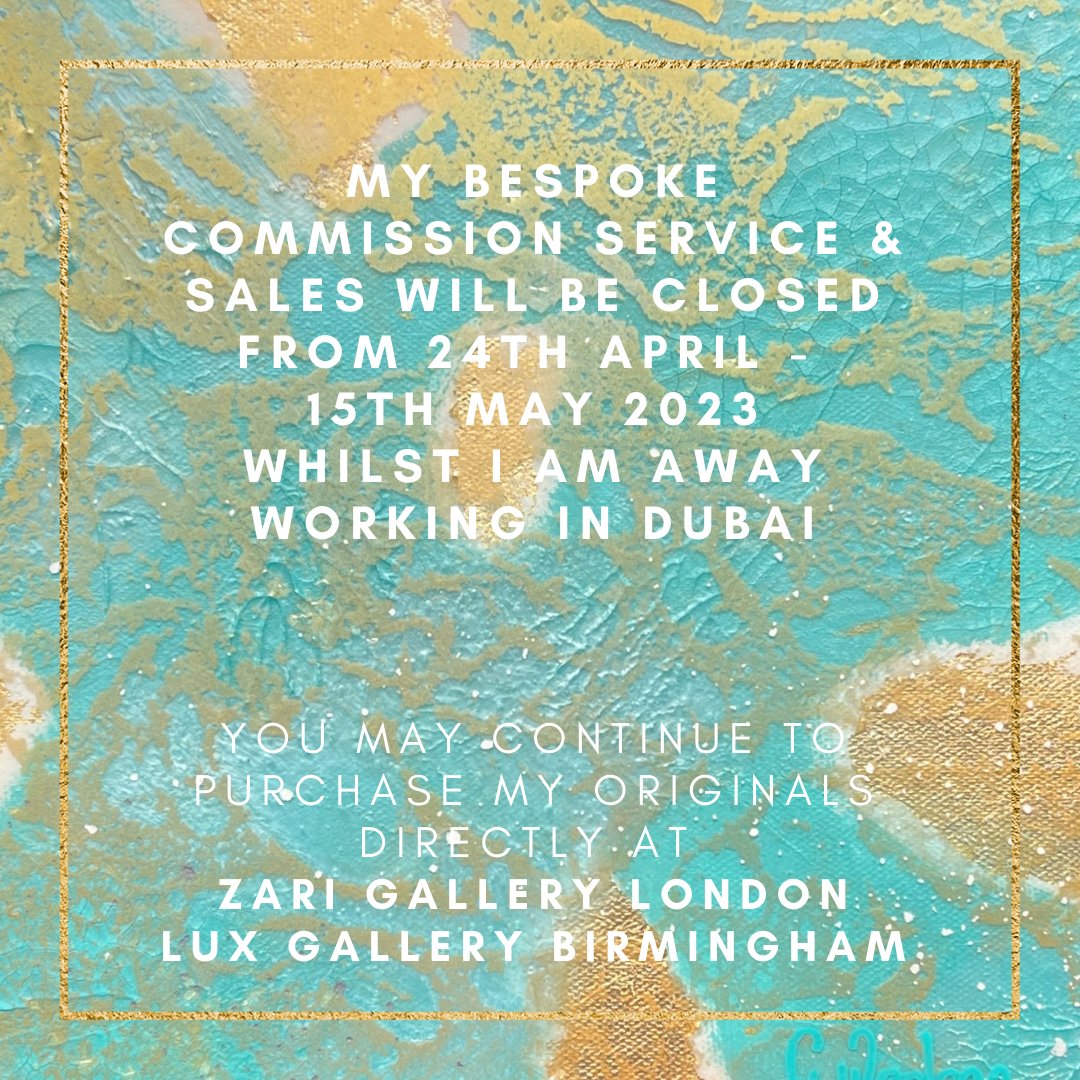 PedoneArt's tweet photo. MY BESPOKE COMMISSION SERVICE &amp; SALES WILL BE CLOSED FROM 24TH APRIL - 
15TH MAY 2023
WHILST I AM AWAY WORKING IN DUBAI
YOU MAY CONTINUE TO PURCHASE MY ORIGINALS DIRECTLY AT 
@zarigallerylondon
@luxgalleryuk https://t.co/NTUQQ5gov0