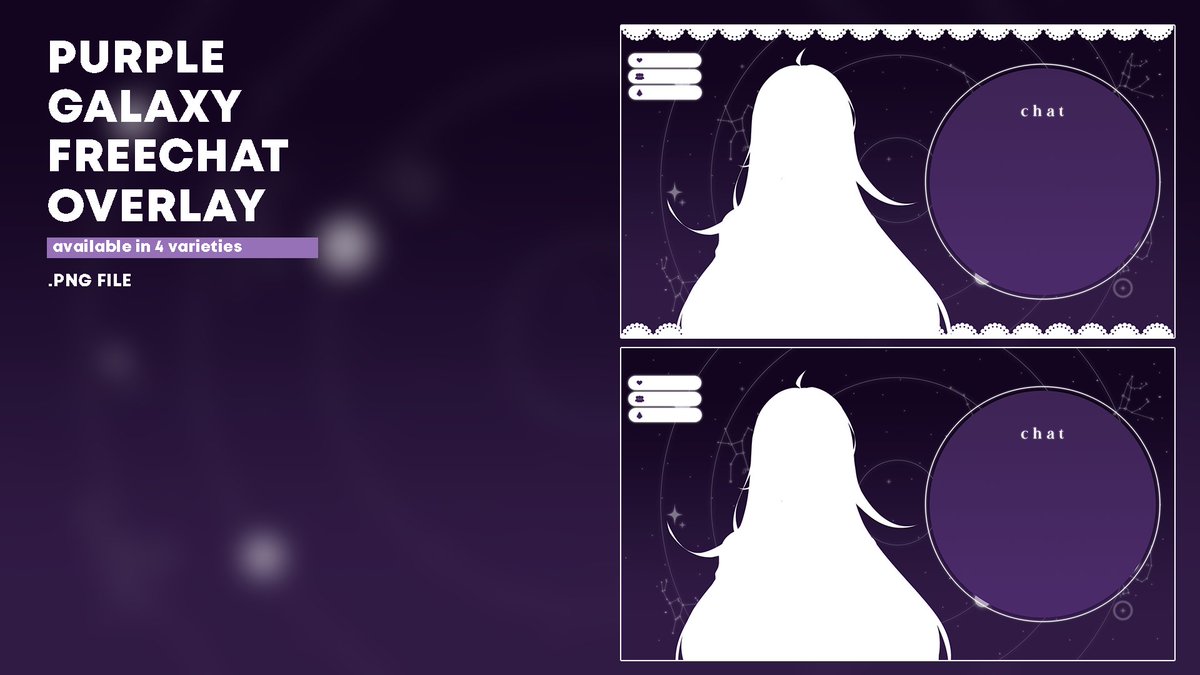 _Saltyuko27's tweet photo. ใF2U OVERLAYใ
PURPLE GALAXY FREECHAT OVERLAY!
only 1 color available but it got 4 different varieties!
Feel free to get it for free!
download link down below :
#F2U #Streamoverlay #Vtuber #ENVtuber #VTuberUprising #VTuberID #VTuberAssets #Streamgraphic https://t.co/TwkQFtWdjc
