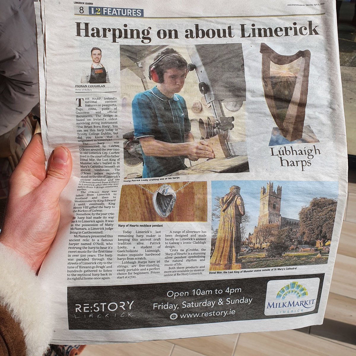 Our story in this weeks <a href="/limerickleader/">barry</a> features Lúbhaigh Harps and our stunning new "Crota na gCroíthe" (Harp of Hearts) Silver Pendant.
Be sure to grab a copy in your local shop to learn about Limerick's Ancient Harp making Heritage !