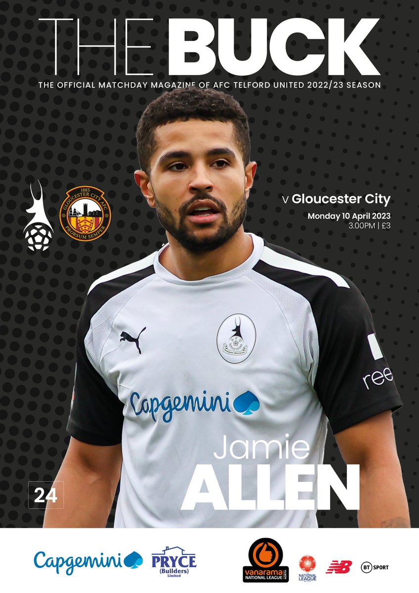 A rare second front cover of the season for any <a href="/telfordutd/">AFC Telford United</a> player, but Jamie Allen's international duty with <a href="/Montserrat_FA/">Montserrat FA 🇲🇸</a> has earned him that honour. You can read about Jamie's experiences, including  volcanos 🌋 and light planes 🛩️ in Monday's <a href="/plustwomedia/">Plus Two Media Ltd</a> match programme.