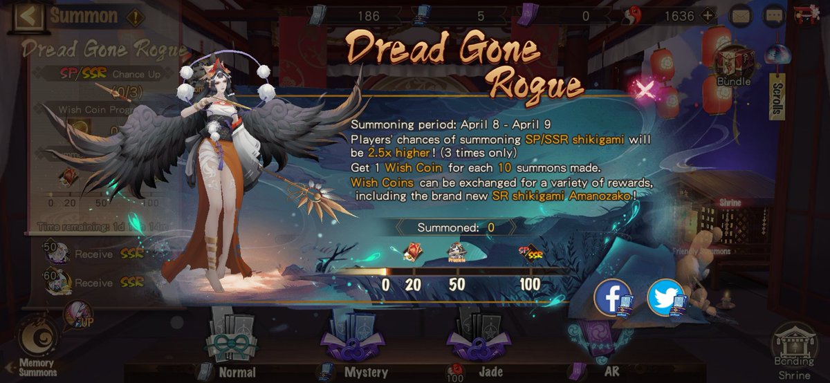 thanh2007885's tweet photo. Dread gone rogue! The brand new SR shikigami Amanozako has arrived in Heian-Kyo! The SP/SSR Chance Up event is underway. Don't miss your chance to form a pact with shikigami! https://t.co/dAwzZBpWAA