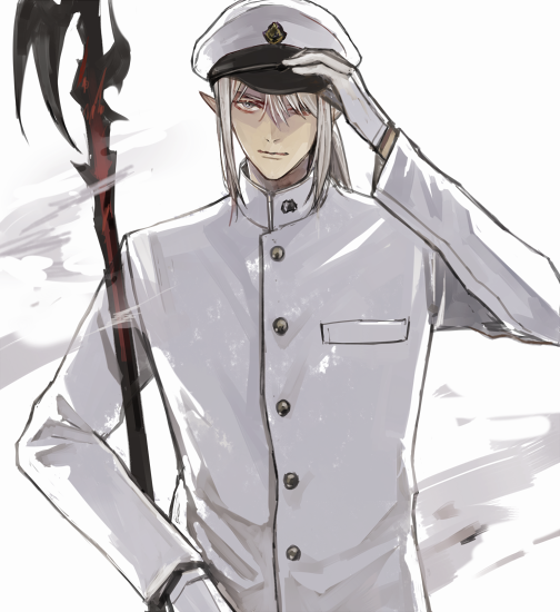 1boy male focus pointy ears hat gloves solo white gloves  illustration images