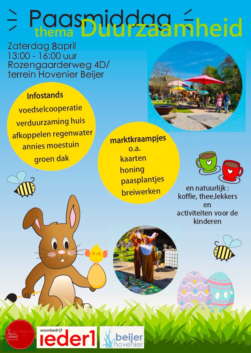 Vanmiddag niets te doen? Kom gezellig met het hele gezin, je buren, je vrienden of alleen naar de Paasmiddag in de Voorstad. 🐣
De zon schijnt, de kraampjes opgebouwd, de sfeer is er al; we hebben er zin in! 😃
Over 'n uurtje (v.a. 13.u) zijn we geopend; zijstraat Brinkgreverweg.