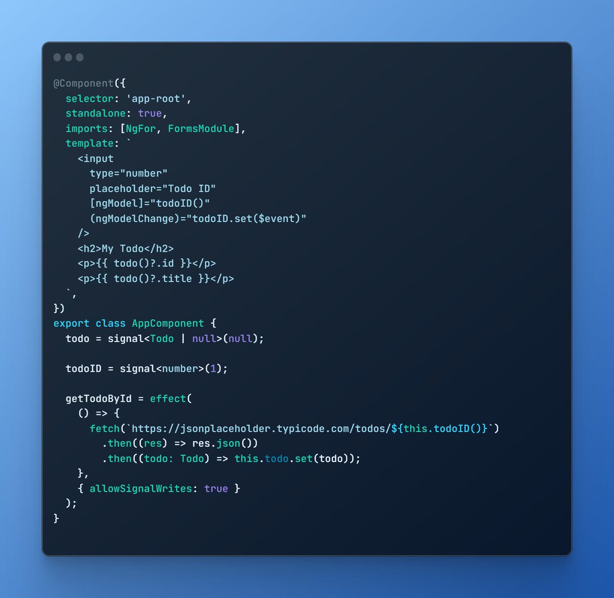 xKevinTale's tweet image. I got an Angular signals question.
Why can't we .set() in effect by default?
I just tried this and it works super well.
So far I've only saw console.log in effect but here is a real world use case.
#angular #angularSignal