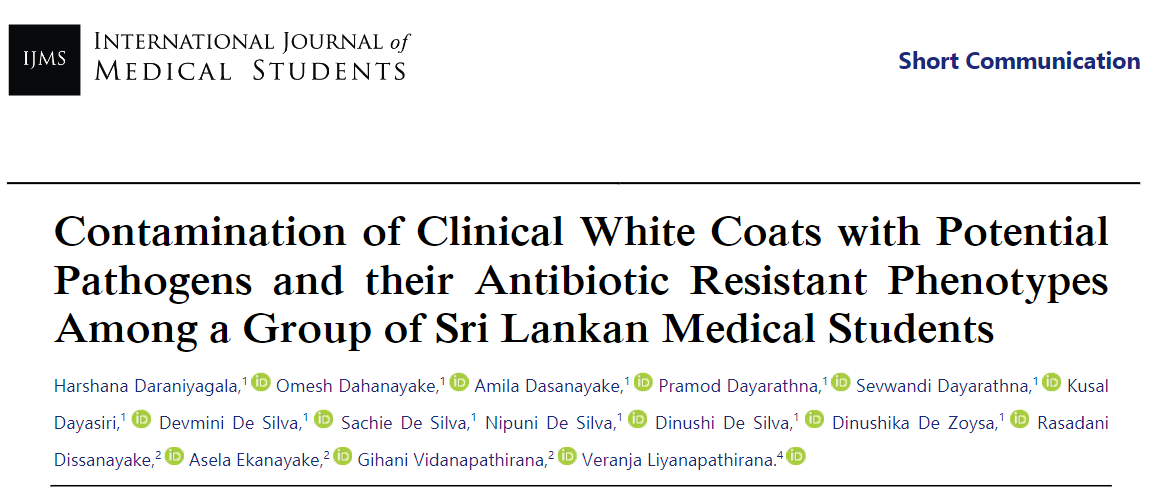 TheIJMS's tweet photo. This work looks at the possibility of the #clinical #whitecoats of medical students being contaminated with potential #pathogens and their resistant phenotypes,  highlighting the importance of their role as potential sources of #infections.

@VeranjaL 

https://t.co/nocOSqX0cJ https://t.co/KQQbb9Sa8A