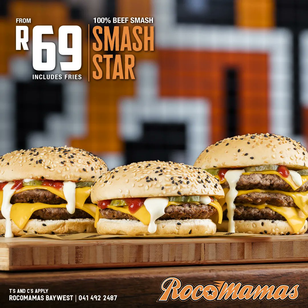 BaywestmallPE's tweet photo. Meat your match with @rocomamas ’ mouth-watering 100% beef Smash Star burger 🍔
Available in single, double or triple and includes fries!
#BaywestMall #RocoMamas #Burger #SmashStar https://t.co/7vfpEgGu9n