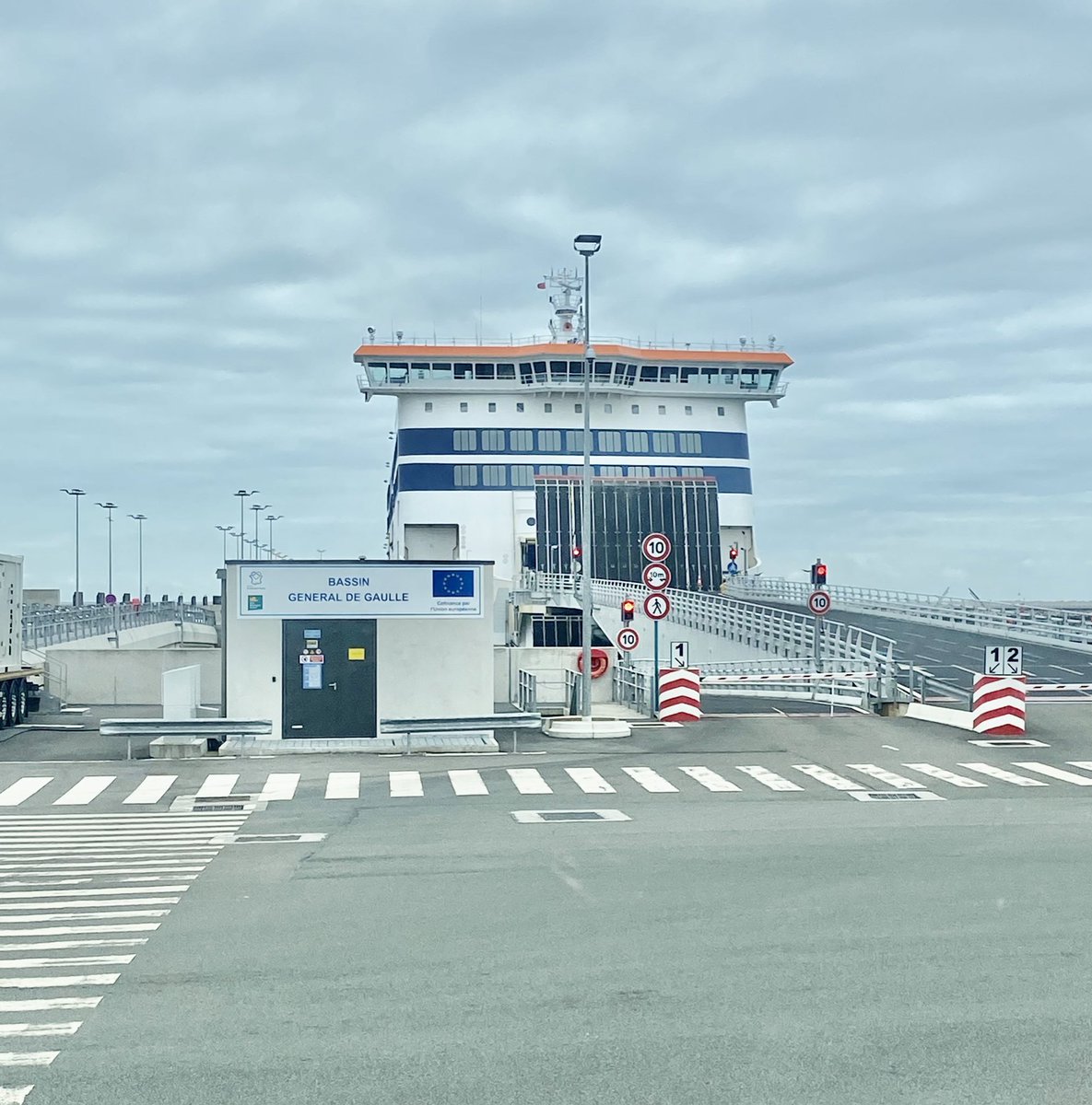 We are through border control and are in the front of the queue for the 12:35 ferry from Calais! 🇫🇷 update will be given once we are through the other side and en route to Glyn! 🥳