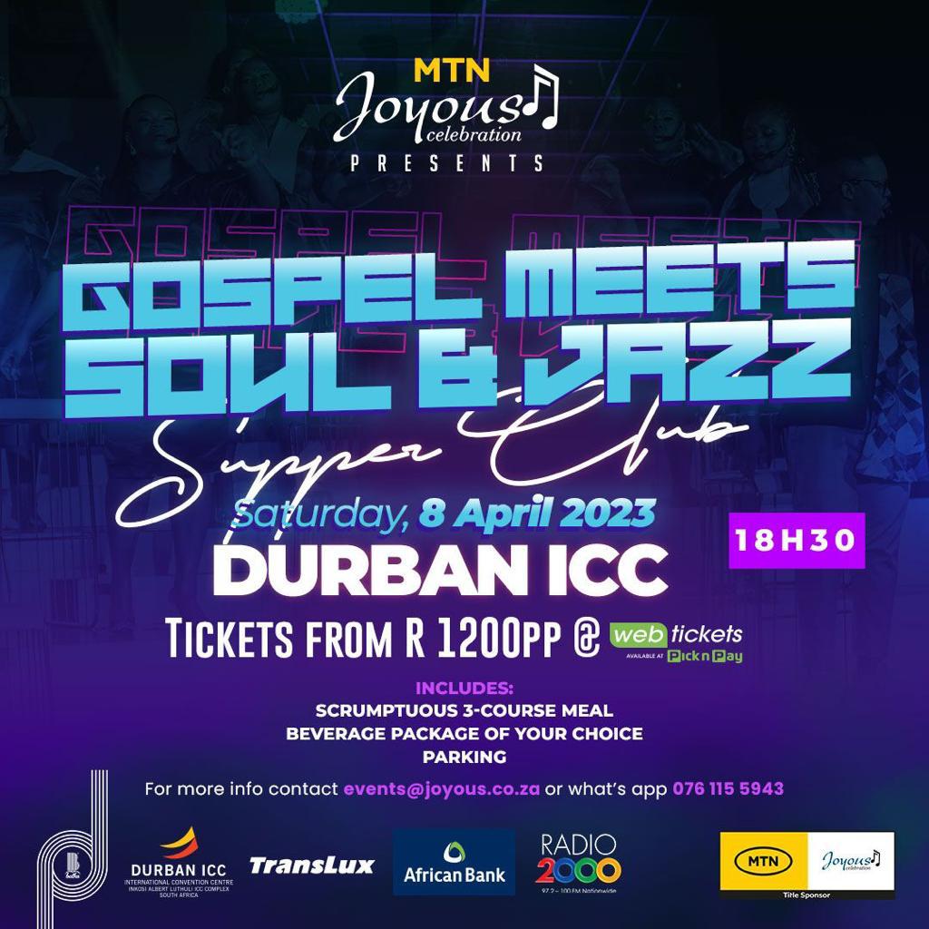 Radio2000_ZA's tweet photo. #JoyousEasterMegafest l 1st Edition of #GospelMeetsSoulandJazz 
Be part of the experience 
 🎫 https://t.co/LhFv6fl6uH

#JC27
#SupperClub
@JoyousSA 
@Radio2000_ZA https://t.co/Sd3SxmFuIU