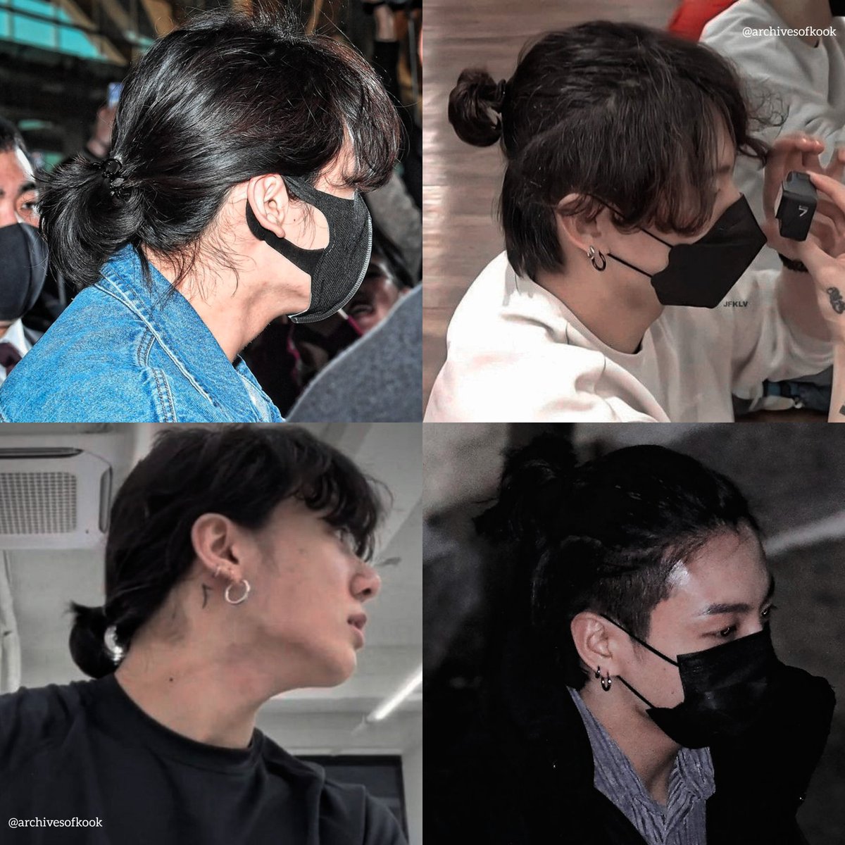archivesofkook's tweet image. jungkook with a ponytail.