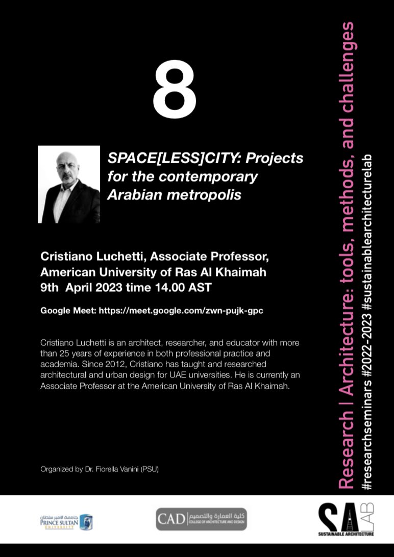 ksa_fiore's tweet photo. Join us for the 8th SA LAB RESEARCH SEMINAR
9 apr · 14:00–15:00 Google Meet
Link alla videochiamata: https://t.co/2b2DDCDGKG
#research #archresearch #academiclife #sustainablearchitecturelab https://t.co/C6vlYVtbXx