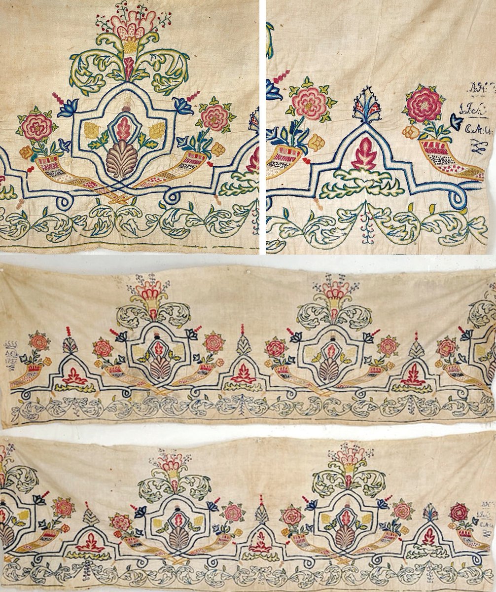 Antique 18th century French crewelwork embroidery

visit us at textiletrunk.com

#textilelove #fabriclove #fabriclovers #fabricaddict #textileart #handmade #handprinted #fortheloveoflinen #weaving #fiberart #handwoven #sewingprojects #crewelwork #crewel #French