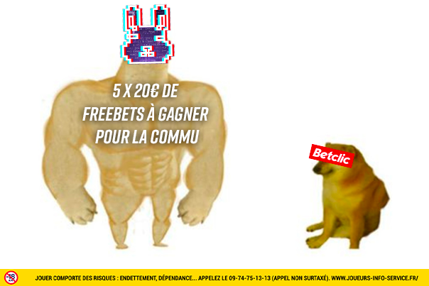 Betclic's tweet image. 🐰 Je su¡s tr0p l3 GOAT ! Je vous envoie 5 x 20€ de Freebets en plus les bg !

Pour participer : RT + dites moi pourquoi je suis LE GOAT avec #MrR4bb1tLeGoat  😎