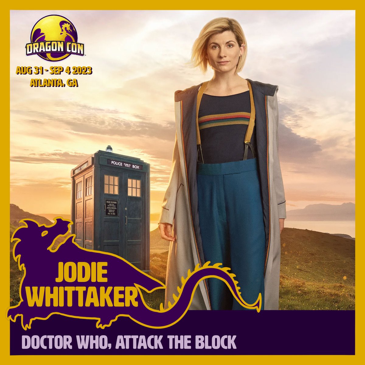 *Sonic screwdriver buzzed* We've unlocked all the cosmos to have The Doctor, Jodie Whittaker, join us at #DragonCon2023.  Due to scheduling constraints, The Doctor will only be with us on Saturday.