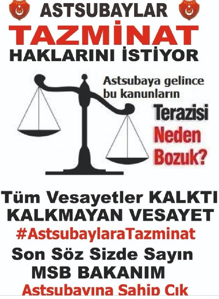 asel84704621662's tweet photo. Milli araç için babayiğit bulundu ama Astsubayların söz verilen haklarını yerine getirecek bir babayiğit hala çıkmadı.
#GüçlüTemadGüçlüAstsubay
@RTErdogan @dbdevletbahceli @Hulusi__Akar @NureddinNebati @vedatbilgn @mustafaelitas @_cevdetyilmaz @AhmetAYDIN_02 @fuatoktay https://t.co/FxFs4EsyB2