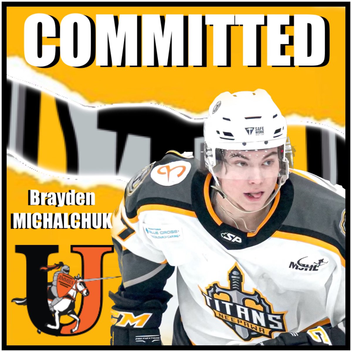 🚨College Commitment🚨

 The Neepawa Titans are proud to announce that forward Brayden Michalchuk has committed to the Jamestown Jimmies for the 2023-24 season.

For more information visit our Facebook and Instagram pages. 

#TitanUp🛡️🗡️ <a href="/mjhlhockey/">MJHL</a> <a href="/Braymichalchuk/">Brayden Michalchuk</a>