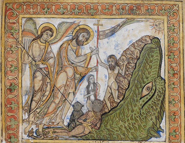 'In that battle he thought not of helmeted warriors,
but the locks fell apart,
the barriers from the city, and the king rode in.'

An Anglo-Saxon poem about the Harrowing of Hell, when Christ descends into the underworld and sets its prisoners free aclerkofoxford.blogspot.com/2015/04/open-w…