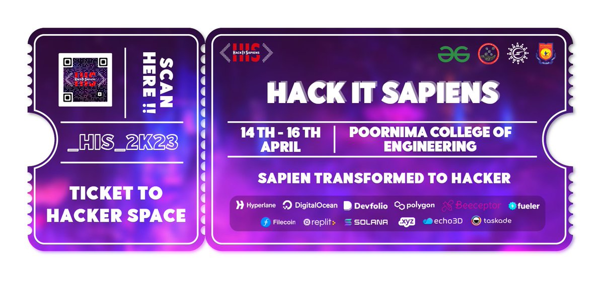 Glad after getting the Ticket to Hacker Space of #hackitsapiens #his2k23
@HackIT_Sapiens
 @poornimacollege